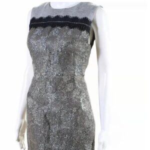 Tory Burch Grey Luxury Jacquard Sleeveless Jane Dress Size 6
